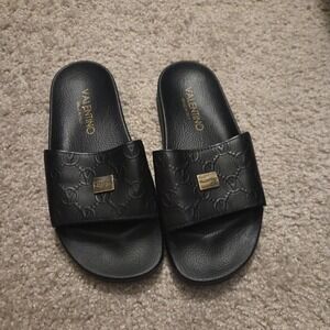 Valentino Women's Size 37/4 Tabitha Black Leather Rubber Luxury Made In Italy